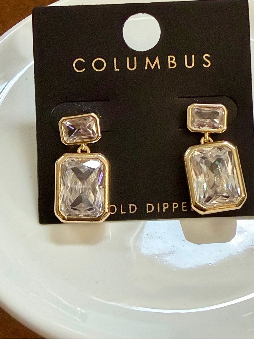 Gold Dipped Clear Crystal Drop Earrings